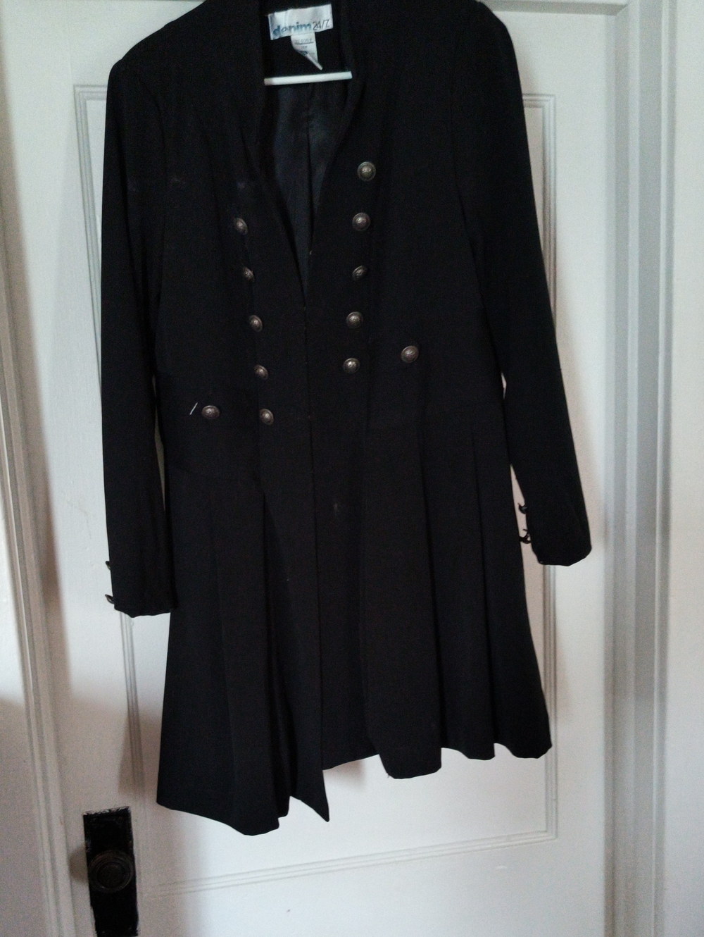 Denim 24/7 Black Military-Style Blazer with Double-Breasted Buttons